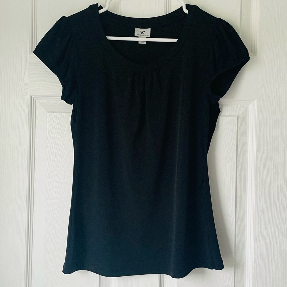 Worthington Black Short Sleeve Blouse